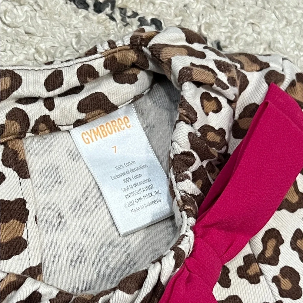 Gymboree Leopard Print Top with Pink Bow